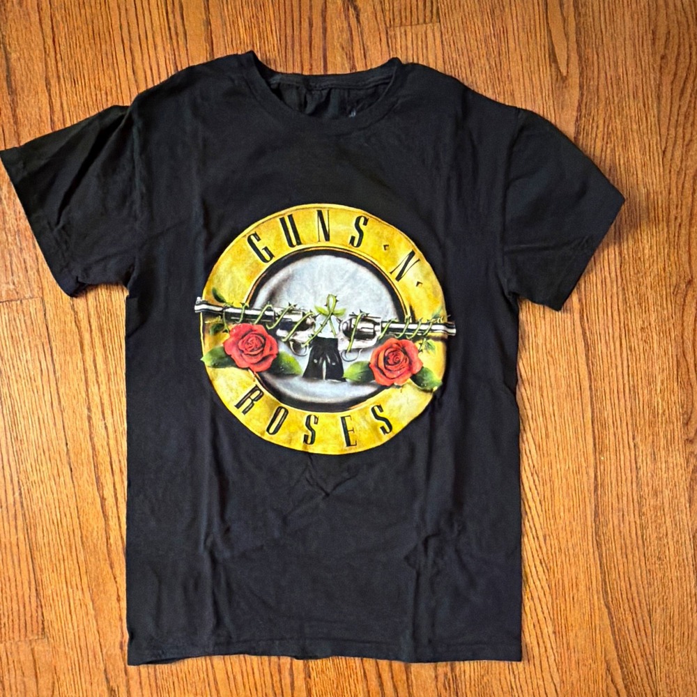 Guns N' Roses Men's Black Graphic Logo Crew Neck Short Sleeve T-Shirt Size S